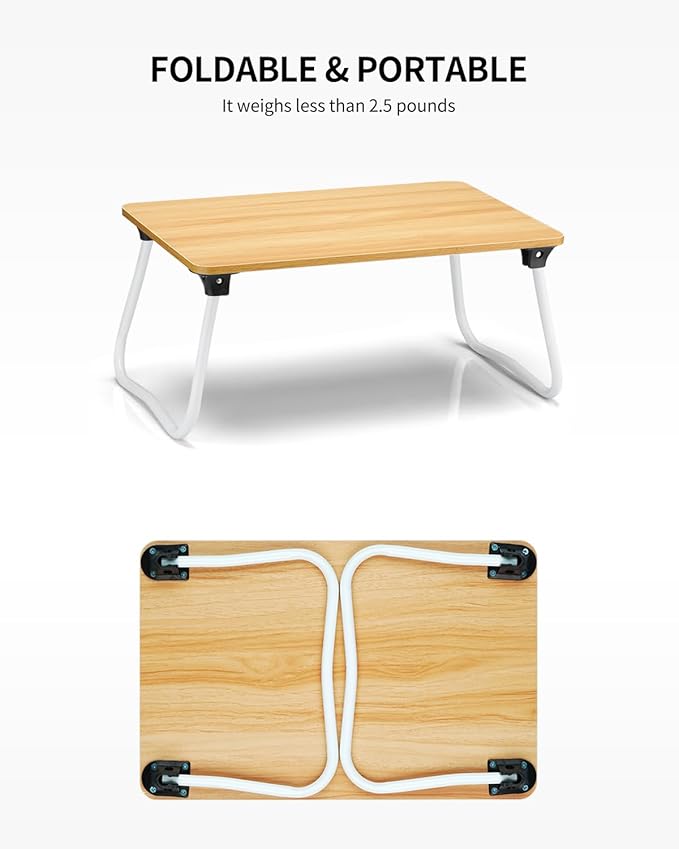 Ruxury Foldable Lap Desk Laptop Stand Bed Desk Table Tray, Breakfast Serving Tray, Portable & Lightweight Mini Table, Lap Tablet Desk for Sofa Couch Floor - Wood