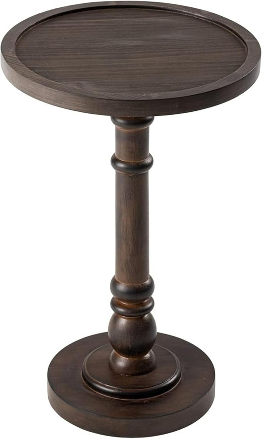 Pedestal Small Drinking Table, Traditional Tray Top End Table, Espresso