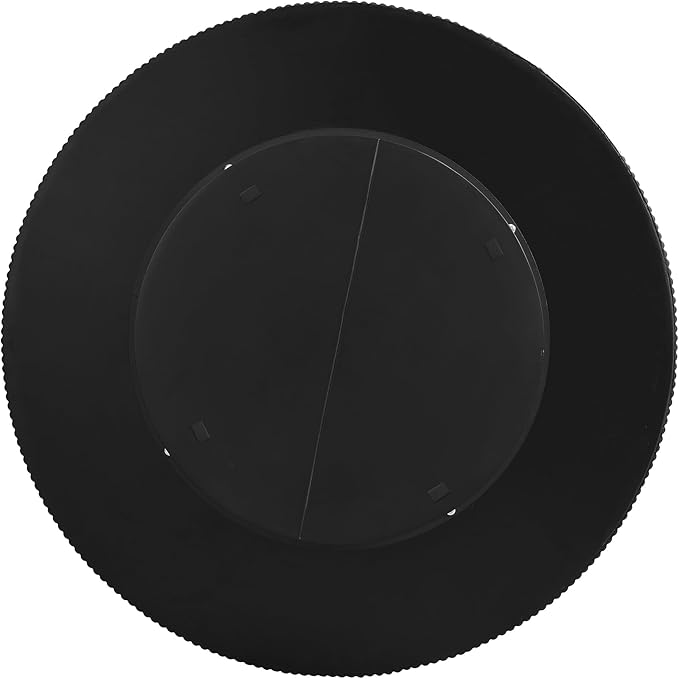 WILLIAMSPACE 31.5" Black Round Coffee Table with 6.8" Thick Tabletop & Sturdy Base, Modern Drum Center Table Circle Accent Side Table for Living Room, Minimalist Fluted Design, Black