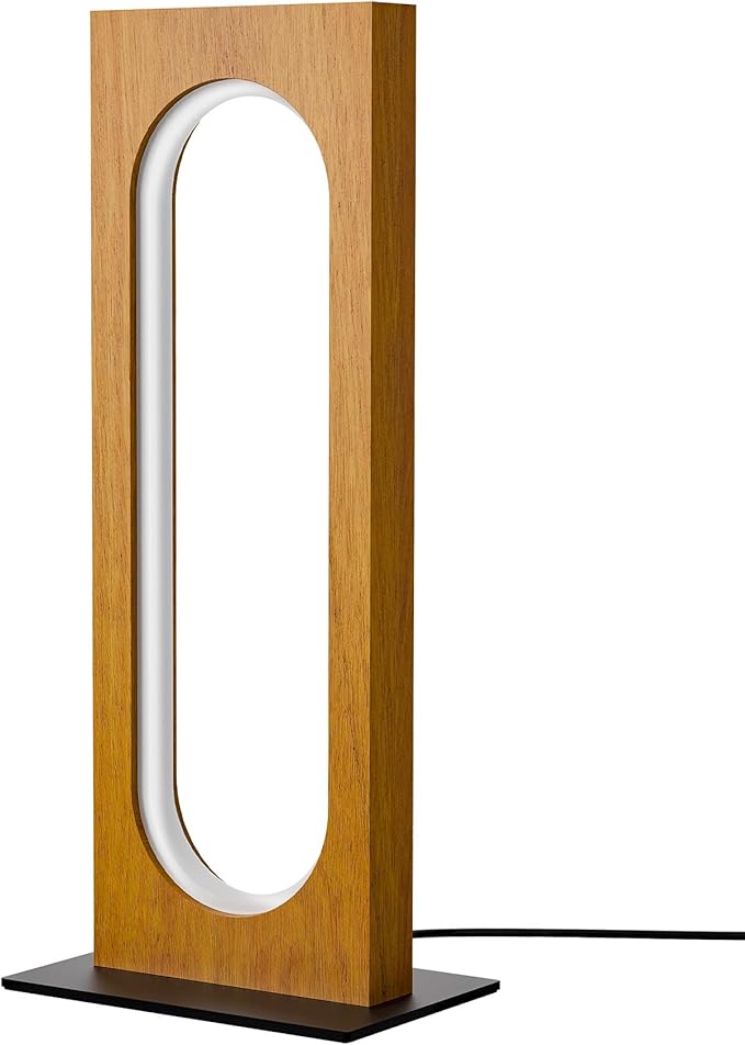 EDISHINE LED Table Lamp, Wooden Bedside Lamp with 3 Color Temperatures & Dimmable, Touch Control Square Nightstand Lamp for Bedroom Living Room, Memory Function, Dark Pearwood Color