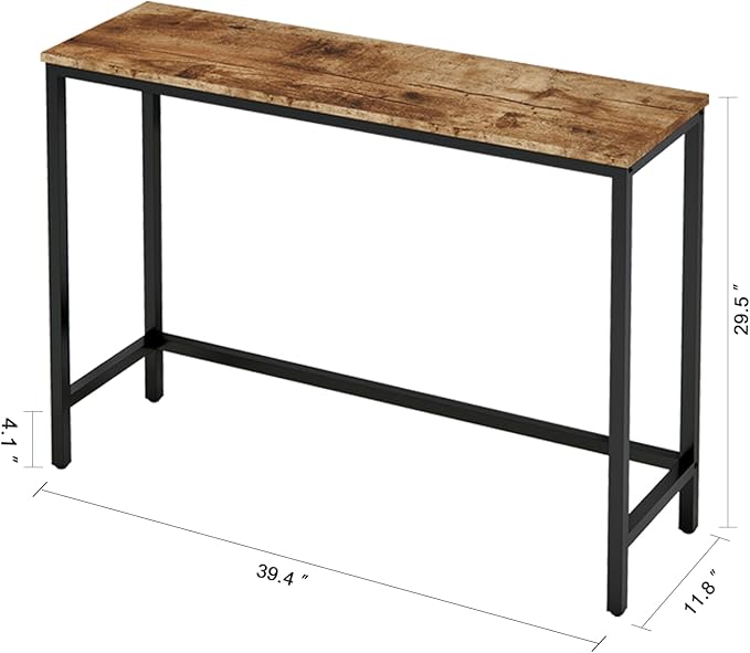 39.4” Console Table, Hallway Entrance Table Sofa Table Behind Couch, for Living Room, Entryway, Easy Assembly, Accent Table, Rustic Brown