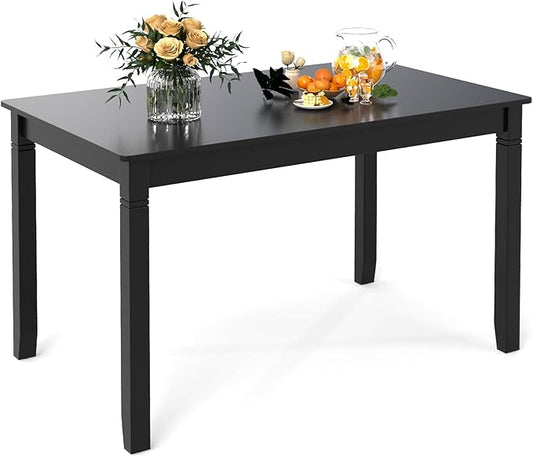 Giantex Dining Table for 4 People, 48"x 29" Kitchen Table with Wood Legs, Load 330 Lbs, Rectangular Dinner Table for Small Space, Dinette, Apartment, Living Room, Dining Room (Black)