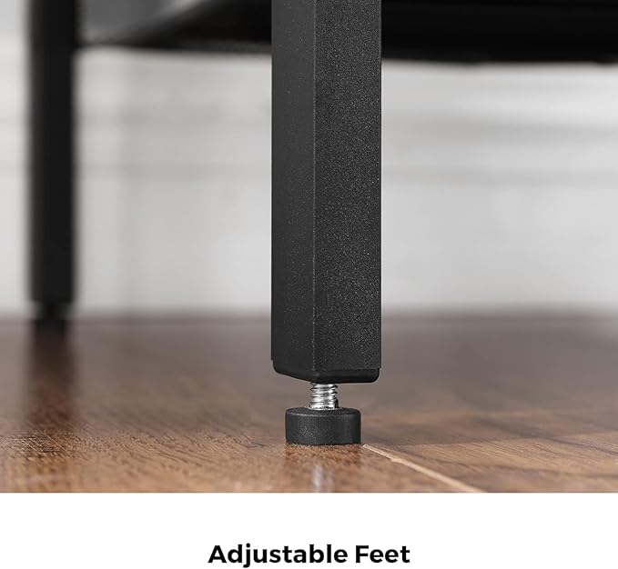 VASAGLE INDESTIC End Table, Nightstand with 2 Adjustable Mesh Shelves, Industrial Side Table for Living Room, Stable Metal Frame, Easy Assembly, Greige and Black ULET023B02