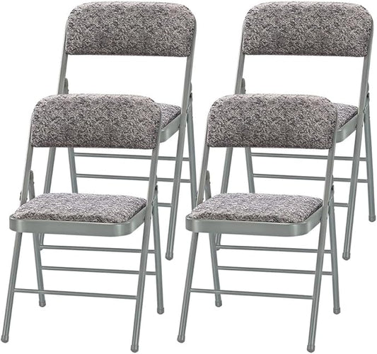 Amazing for less Pack of 4 (Fabric/Vinyl) Steel Frame Metal Foam Padded Folding Chairs (Black, Gray, White)