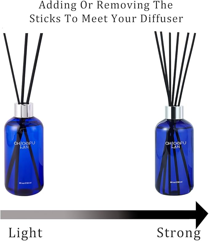 Chloefu Lan Reéd Diffuser, 8.1 oz Natural Essential Scented Oil, 6 Diffuser Sticks, Home Fragrance Sandalwood, Aromatherapy Oil Diffuser Reeds, More Masculine Scent, Bathroom & Office Decor 230ml