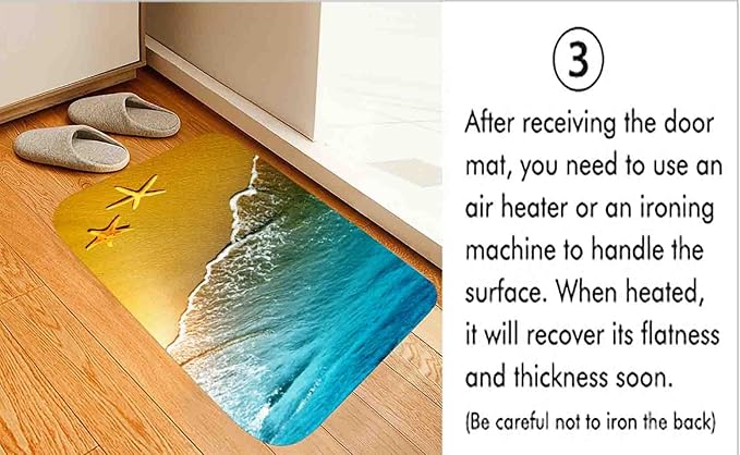 Bath Rugs Sponge Foam Absorbent Soft for Bathroom and Kitchen (21X35.5 inches), Flannel Mat Non Slip Bright 3D Print for Bedside and Living Room(Starfish Beach)