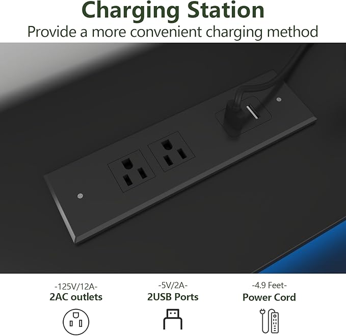 6 Drawer Dresser with Power Outlet, Chest of Drawers with LED Light, Modern Dresser with Open Storage Cubby, Double Wide Dressers Organizer for Bedroom, Living Room, Entryway, Hallway