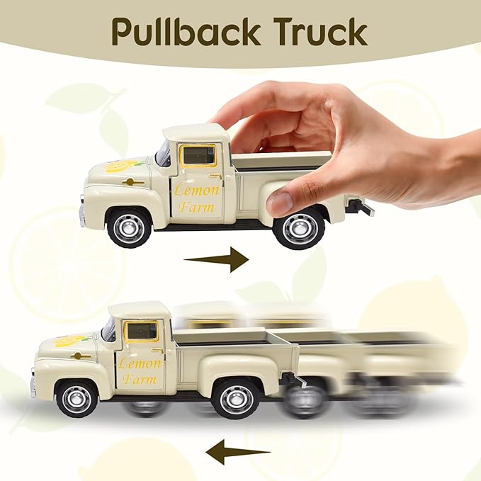 Lemon Truck Decor with Mini Fake Lemons Lemon Decorations for Home Kitchen Farmhouse Tabletop Centerpiece Summer Tiered Tray Decor Lemonade Stand Decorations Amalfi Coast Party Favor, Cream