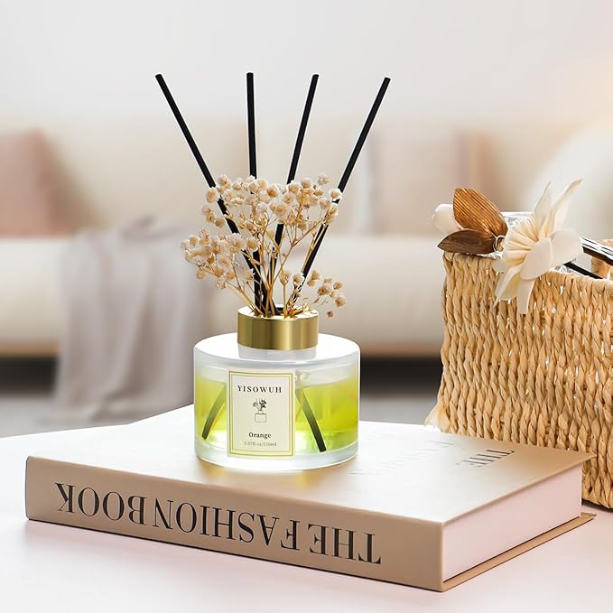Reed Diffuser Set,5.07 fl oz (150 ml) - Orange Oil Diffusers with 8 Reed Sticks,Home Fragrance Reed Diffuser for Bathroom Shelf Decor