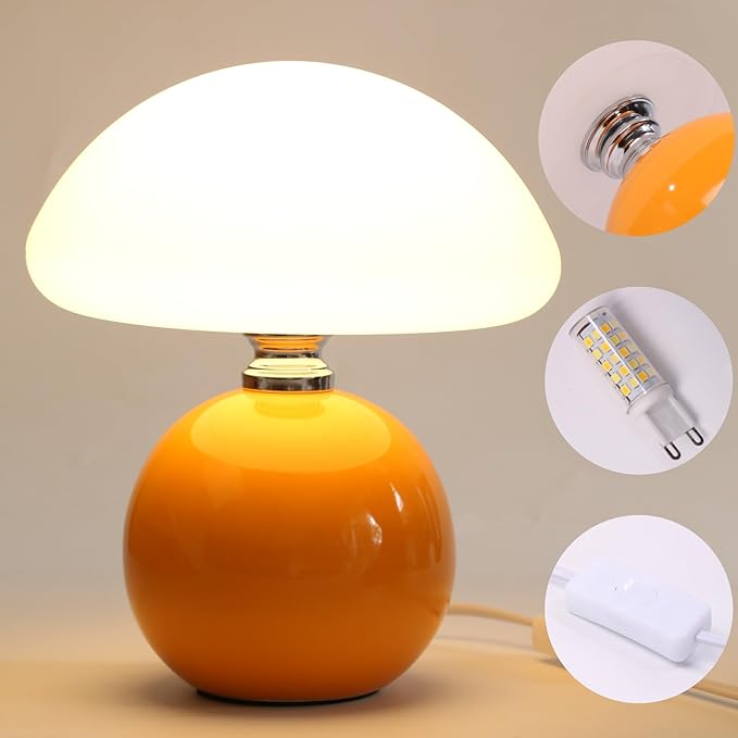 Mushroom Lamp for Bedroom Living Room,Mushroom Table Lamps for Bedside Night Stands,3 Color Temperature Desk Small Table Lamp,Cute Mini Modern Night Light Lamp,Unique Home Decoration