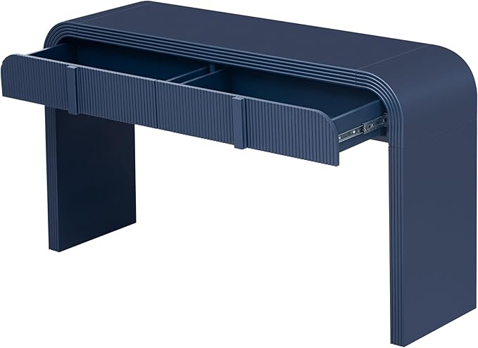 kevinplus 55'' Modern Console Table Sofa Table Entryway Table with 2 Drawers for Living Room, Contemporary Wood Console Table Sofa Table Sturdy Construction for Living Room, Blue