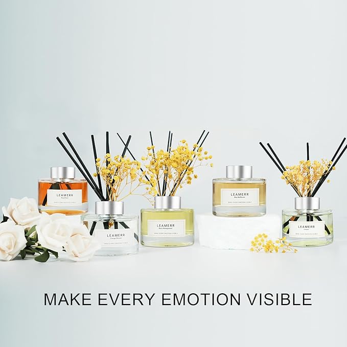 Reed Diffuser Set,7 fl oz (210 ml), Orange Blossom Scent Oil Diffusers with 6 Reed Sticks,Home Fragrance Reed Diffuser for Bathroom Shelf Decor