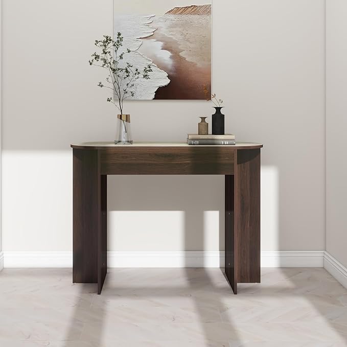 Mid Century 43 Inch Console Table, Narrow Sofa Table Behind Couch, Farmhouse Wooden Console Table for Living Room, Entryway, Walnut Finish