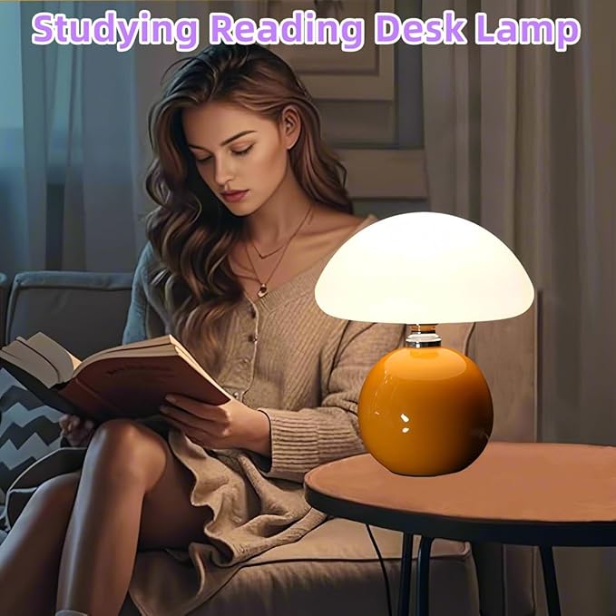 Mushroom Lamp for Bedroom Living Room,Mushroom Table Lamps for Bedside Night Stands,3 Color Temperature Desk Small Table Lamp,Cute Mini Modern Night Light Lamp,Unique Home Decoration