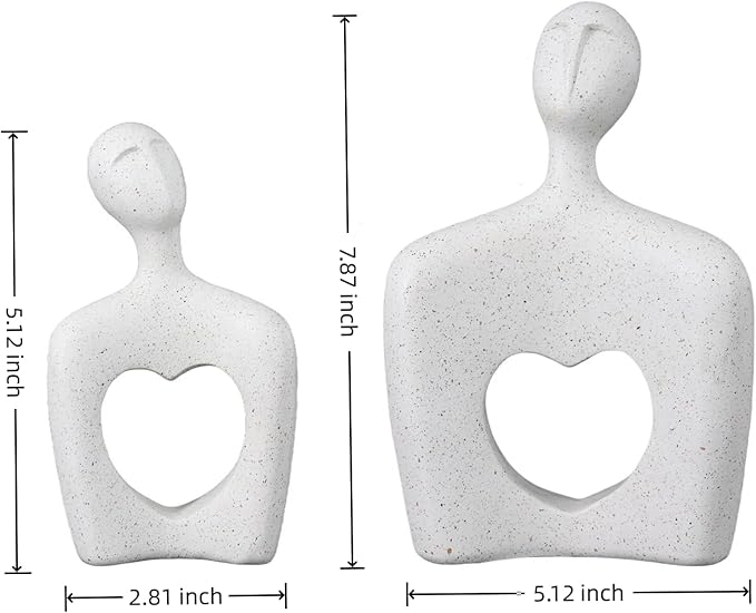 Resin Couple Statues with Heart Hollow, Romantic Hugging Figurines for Home Decor, Modern Marble-Look Sculptures for Shelf, Table, Living Room, Bedroom, Office Decor, Anniversary Wedding Gift
