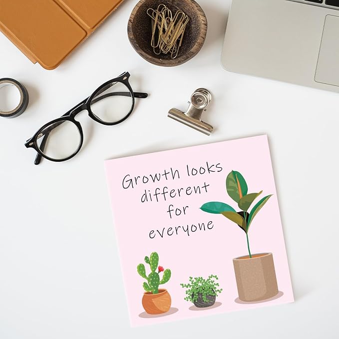 LVQHI Pink Inspirational Wood Block Sign,Growth Looks Different for Everyone Plant Motivational Wooden Block Sign for Home Bedroom Office Desk Decor,Inspirational Cheer Up Gift for Coworker Friend