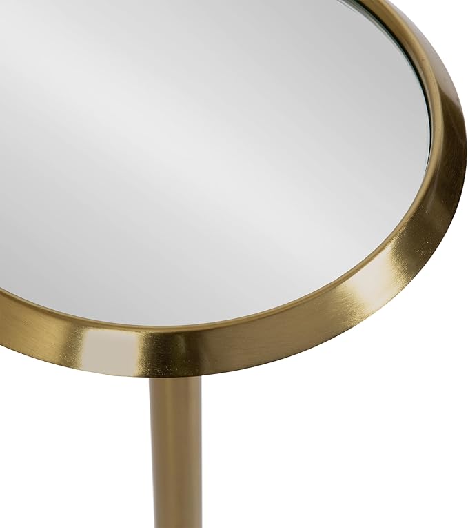 Kate and Laurel Sanzo Modern Pedestal Drink Table, 10 x 10 x 23, Antique Gold, Decorative End Table with Mirrored Tabletop for Use as Small Plant Stand or Cute Martini Table