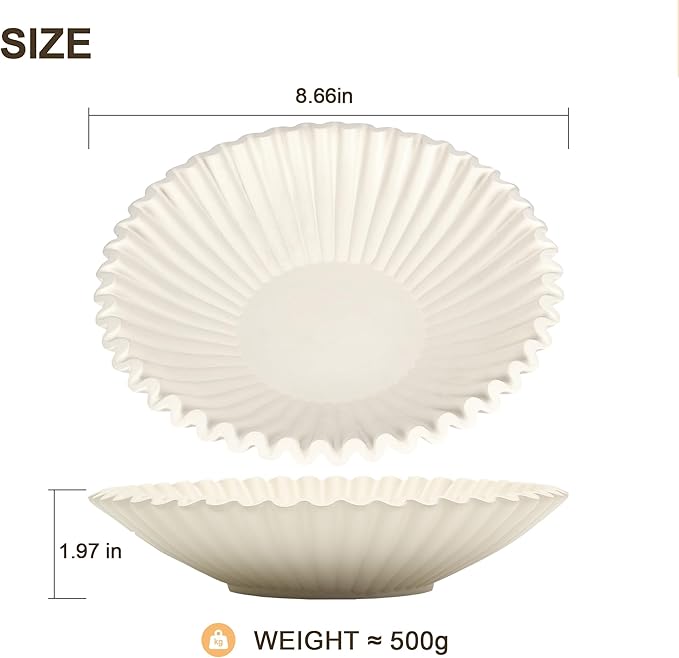 Beige Small Decorative Bowl - Stylish Key and Purse Bowls for Entryway Table - Resin Candy Plate - Modern Accent Bowl for Home Decor - Ruffle Coffee Table Centerpiece