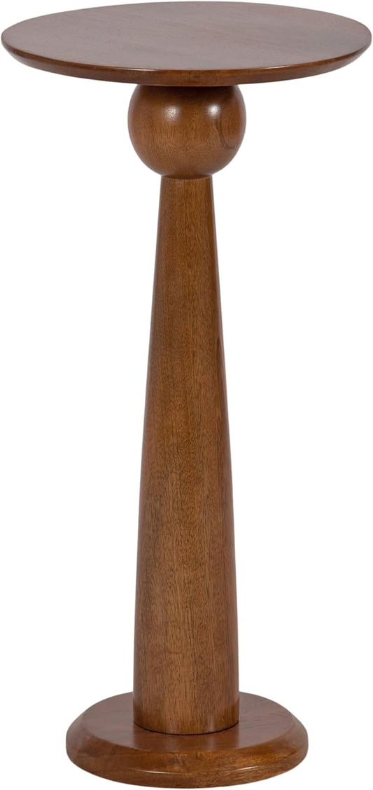 Kate and Laurel Jakob Modern Wooden Round Side Table, 12 x 24, Walnut Brown, Circle Pedestal Table for Use as Bedroom Nightstand, Indoor Plant Stand, or Decorative Living Room Table