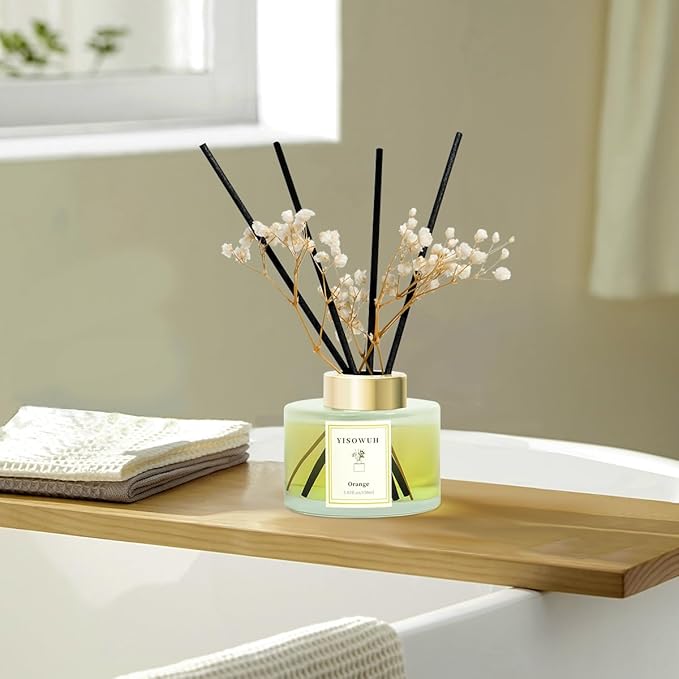 Reed Diffuser Set,5.07 fl oz (150 ml) - Orange Oil Diffusers with 8 Reed Sticks,Home Fragrance Reed Diffuser for Bathroom Shelf Decor