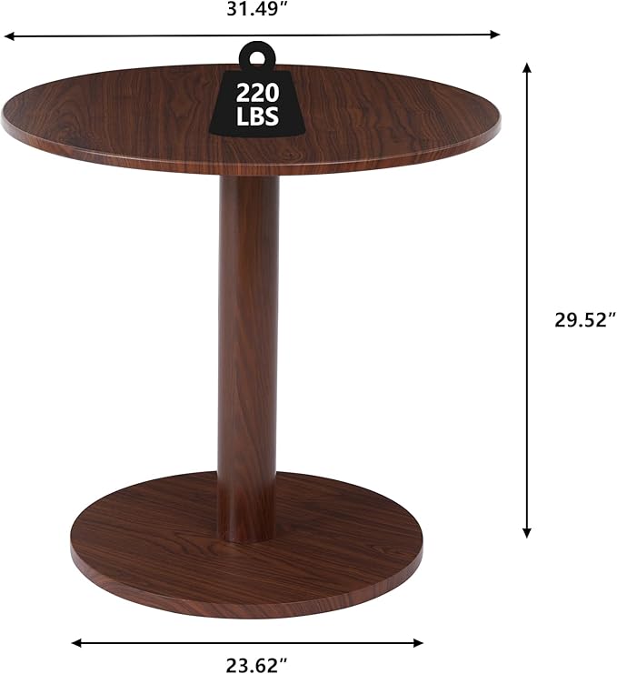 Round Dining Table, Circle Dining Table for 2-4 31.5 in, Modern Farmhouse Dinner Table Breakfast Tulip Table, for Kitchen/Small Space/Little Nook - Walnut