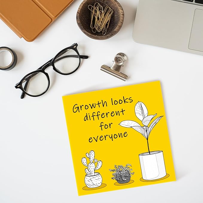 LVQHI Inspirational Wood Block Sign,Growth Looks Different for Everyone Plant Motivational Wooden Block Sign for Home Bedroom Office Desk Table Decor,Inspirational Cheer Up Gift for Coworker,5"x5"