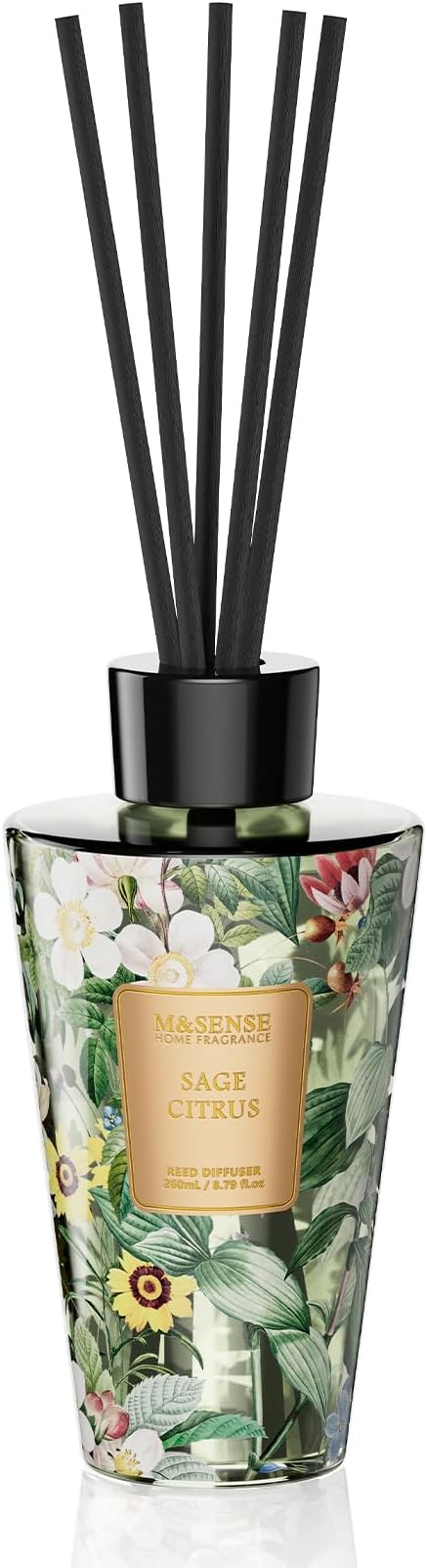 M&SENSE Sage Citrus Reed Diffuser Set - 8.79fl oz Home Fragrance Non-Toxic Essential Oil Diffuser with Sticks, Air Freshner Gifts with Long Lasting Fragrance