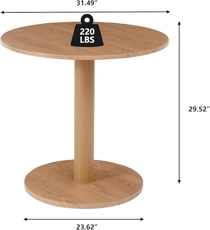 Round Dining Table, Circle Dining Table for 2-4 31.5 in, Modern Farmhouse Small Dinner Breakfast Tulip Table, for Kitchen/Small Space/Little Nook - Natural