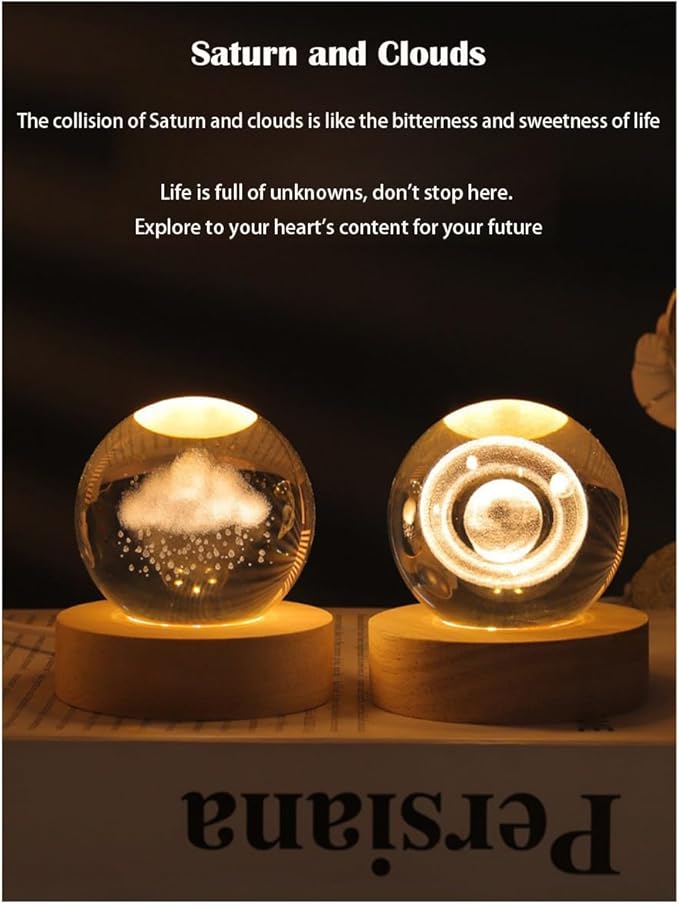 3D Crystal Ball Night Light Mood Lighting Cozy Comfort Gifts Home Decor lamp for Bedroom Space Lamps Happy Cozy Comfort Gifts (People)