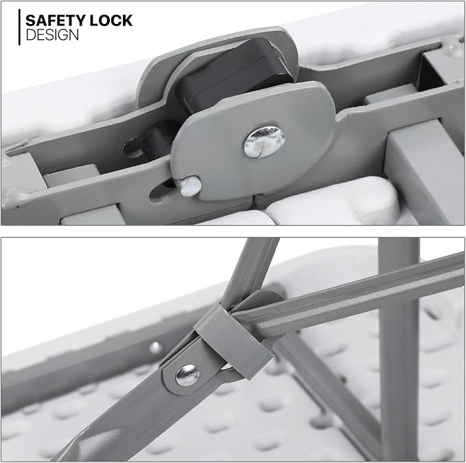 MoNiBloom 6Ft Folding Table, Heavy Duty Portable Plastic Dining Tables Fold in Half Indoor Outdoor Desk w/Handle, Lock for Camping Picnic Party, White