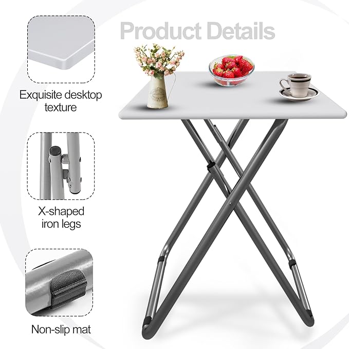 Large Tv Trays, Folding Tray Table, Dinner Tv Table for Eating with No Assembly Required&Sturdy, Foldable Snack Eating Side Table on Bed & Sofa for Living Room,27.3 * 19in(White)