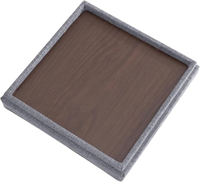 Ornavo Home Square Storage Ottoman Linen Foldable Tufted Cube Storage Ottoman Foot Rest Stool/Seat with Table Top Lid, Coffee Table Ottoman - 15" x 15" x 15" (Gray)