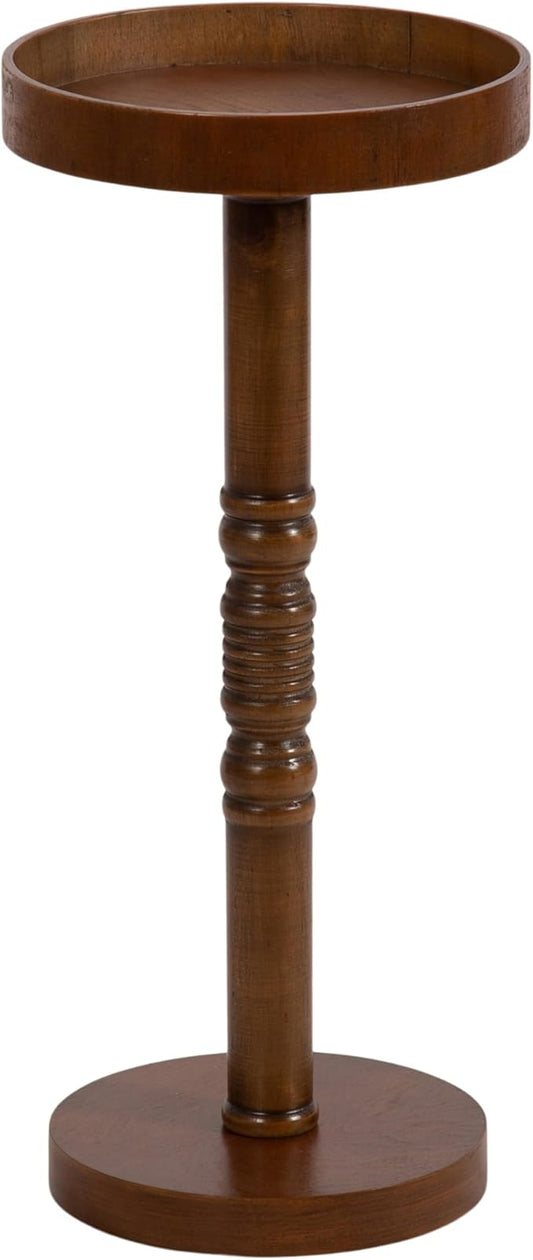 Kate and Laurel Bellport Farmhouse Round Drink Table; 10 x 10 x 22; Natural Rustic; Decorative Coastal Martini Table for Use as Charming Indoor Plant Stand or Living Room Pedestal Table