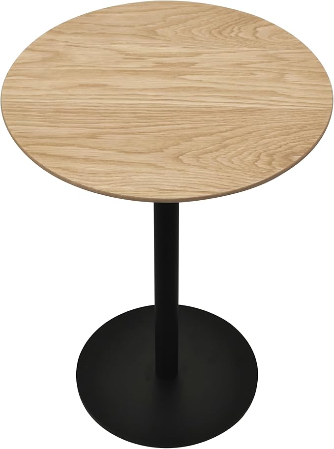 Get Set Style Drink Table, Round End Table, Side Table, Modern Pedestal Table with Metal Base, Small Accent Table for Sofa Couch/Chair, Living Room, Bedroom, Dorm, Patio (Natural)