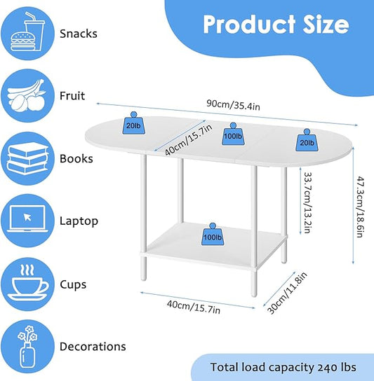 Small Oval Coffee Tables Modern Low Coffee Table for Small Space Mid Century Center Side Table with Open Shelving for Storage, Display, and Furniture Living Room & Home Office