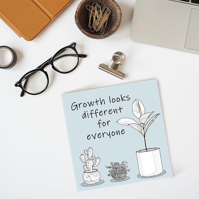 LVQHI Blue Inspirational Wood Block Sign,Growth Looks Different for Everyone Plant Motivational Wooden Block Sign for Home Bedroom Office Desk Decor,Inspirational Cheer Up Gift for Coworker Friend