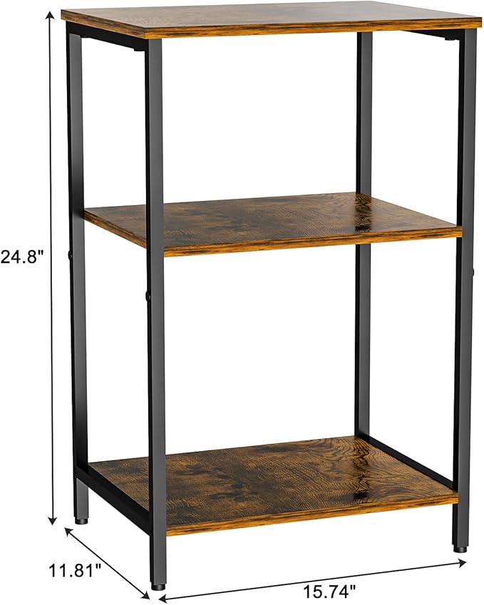 X-cosrack Side Table, Small End Table Record Player Stand with Storage, Vinyl Record Storage Night Stand for Living Room, Bedroom,Office(Patent Pending)(Rustic Brown and Classic Black)