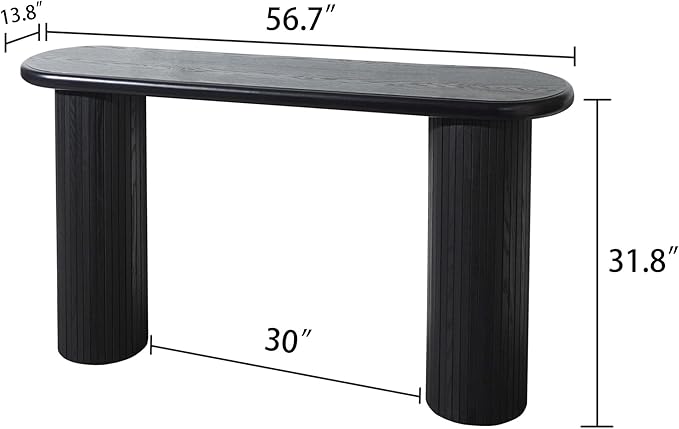 56" Wood Console Table for Entryway, Modern Sofa Table for Living Room, Narrow Hallway Table, Black