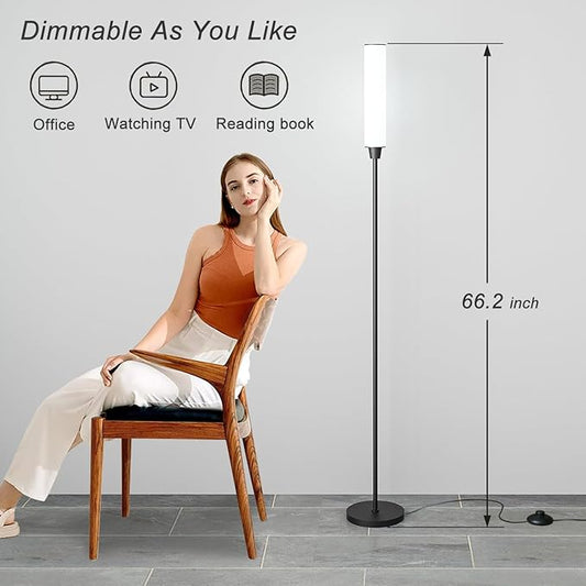 Floor Lamp with Remote Control,Bright Floor Lamps for Living Room/Bedroom/Office, Stepless Adjustable 3000K-6000K Colors and 10-100% Brightness,Standing Light with Foot Switch (Black)