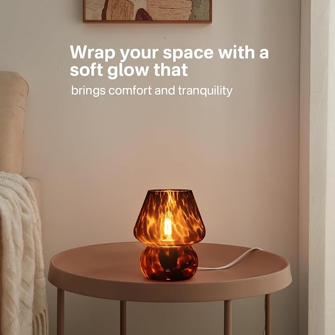 Mushroom Lamp Small Lamp Table Lamp for Bedroom, Desk Bedside Lamps for Living Room,Mushroom Decor Cute Mini Modern Mid Century Lamps for Night Stands,Aesthetic Home Living Room Decor(Black)