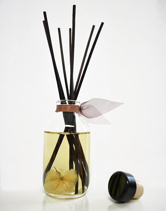 LOVSPA Reed Diffuser Set, Baltic Amber Scented Oil Diffuser with Sticks, Home Fragrance Accessories for Bathroom Shelf Decor, Aroma Diffusers for Home or Office Fall Decor, USA Made