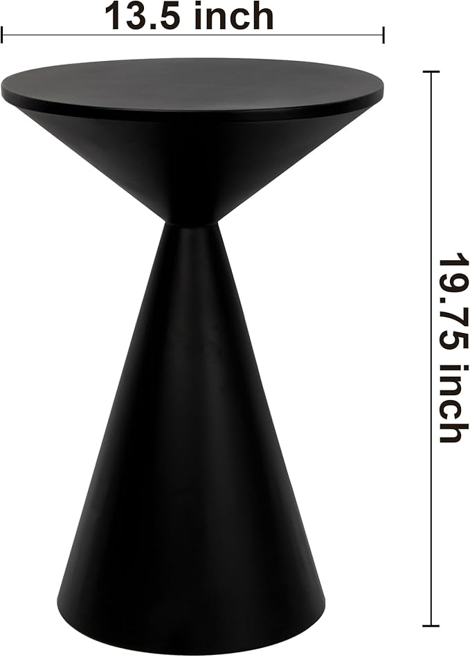 Small Drink Table, Round Martini Table, Drum End Table Side Table, Metal Accent Table,for Small Space Living Room, Bedroom, Black