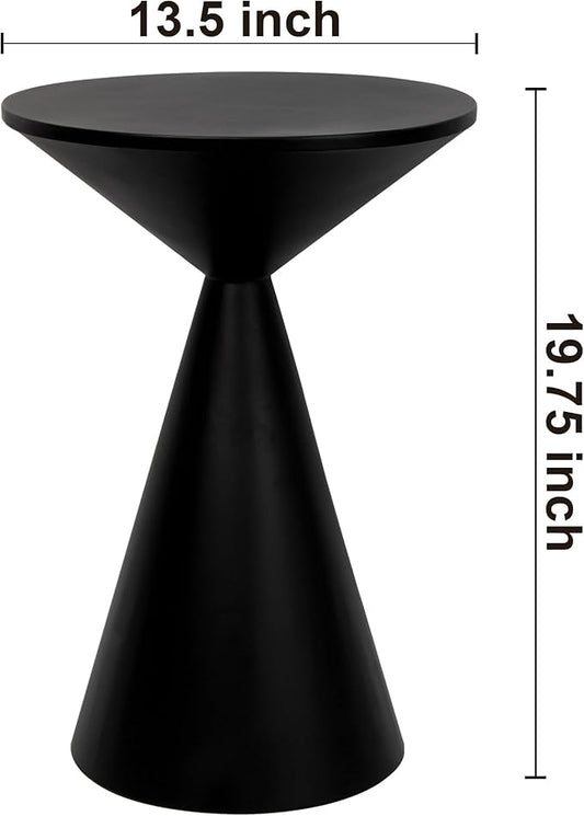 Small Drink Table, Round Martini Table, Drum End Table Side Table, Metal Accent Table,for Small Space Living Room, Bedroom, Black