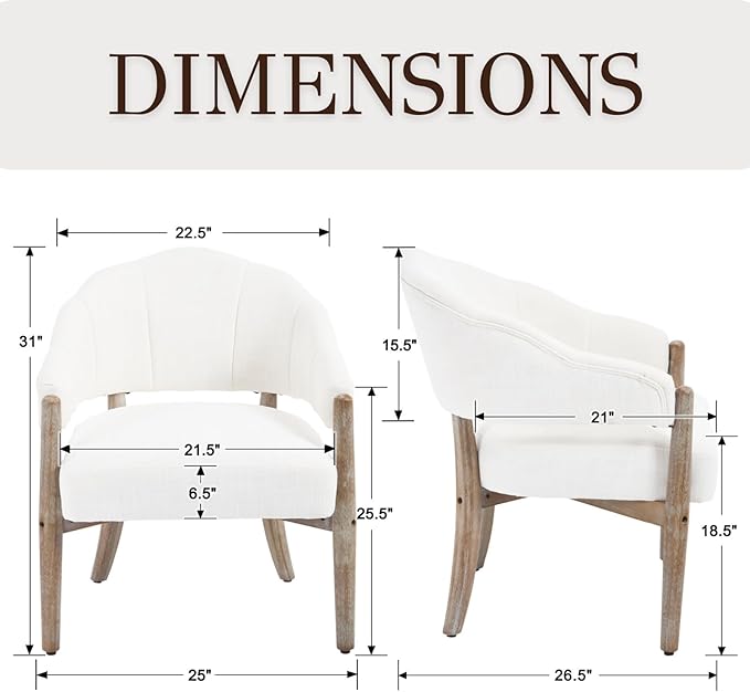 HEAH-YO Comfy Modern Accent Chair Set of 1,Upholstered Linen Living Room Chair,Reception Armchair with Solid Wood Legs,Reading Leisure Chair for Bedroom Makeup Vanity,Beige