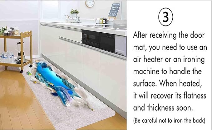 Bath Rugs Sponge Foam Absorbent Soft for Bathroom and Kitchen (71 x 24 inches), Flannel Mat Non Slip Bright 3D Print for Bedside and Living Room(Heart-Shaped Beach Dolphin)