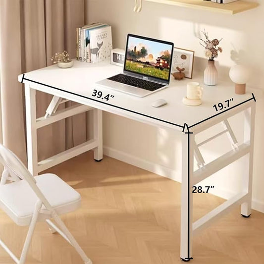 39.4 Inch Folding Table，Square Folding Desks for Small Space,Small Foldable Desk No Assembly,Rustic Brown.