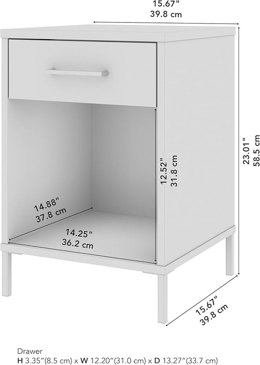 Bush Home Essence End Table with Drawer, Living Room and Bedroom Furniture, Essence Collection, Black Stipple