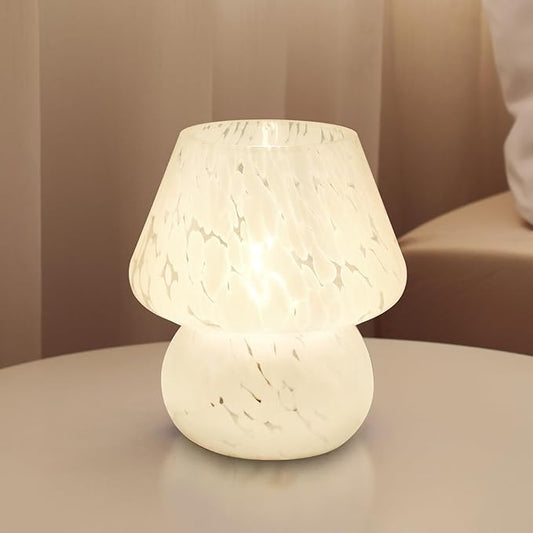 Mushroom Lamp Small Table Lamp for Bedroom, Bedside Lamps for Nightstand, Mushroom Decor Cute Mini Modern Mid Century Lamps, Aesthetic Home Living Room Decor(White)