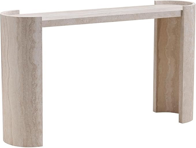 53.15" Faux Marble Pattern Entryway Table - Modern Narrow Console Table for Living Room and Hallway,Beige