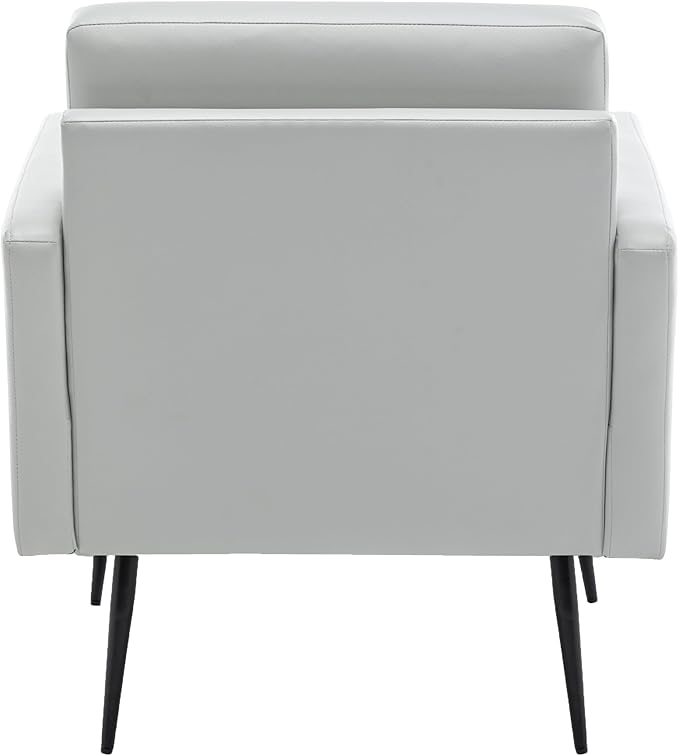 MINCETA Accent Chair,Modern Upholstered Armchair with Back and Arms,Reading Accent Chairs for Living Room,PU Leather in Light Gray